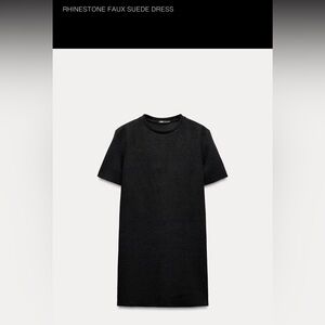 Zara Black Rhinestone Faux Suede Dress